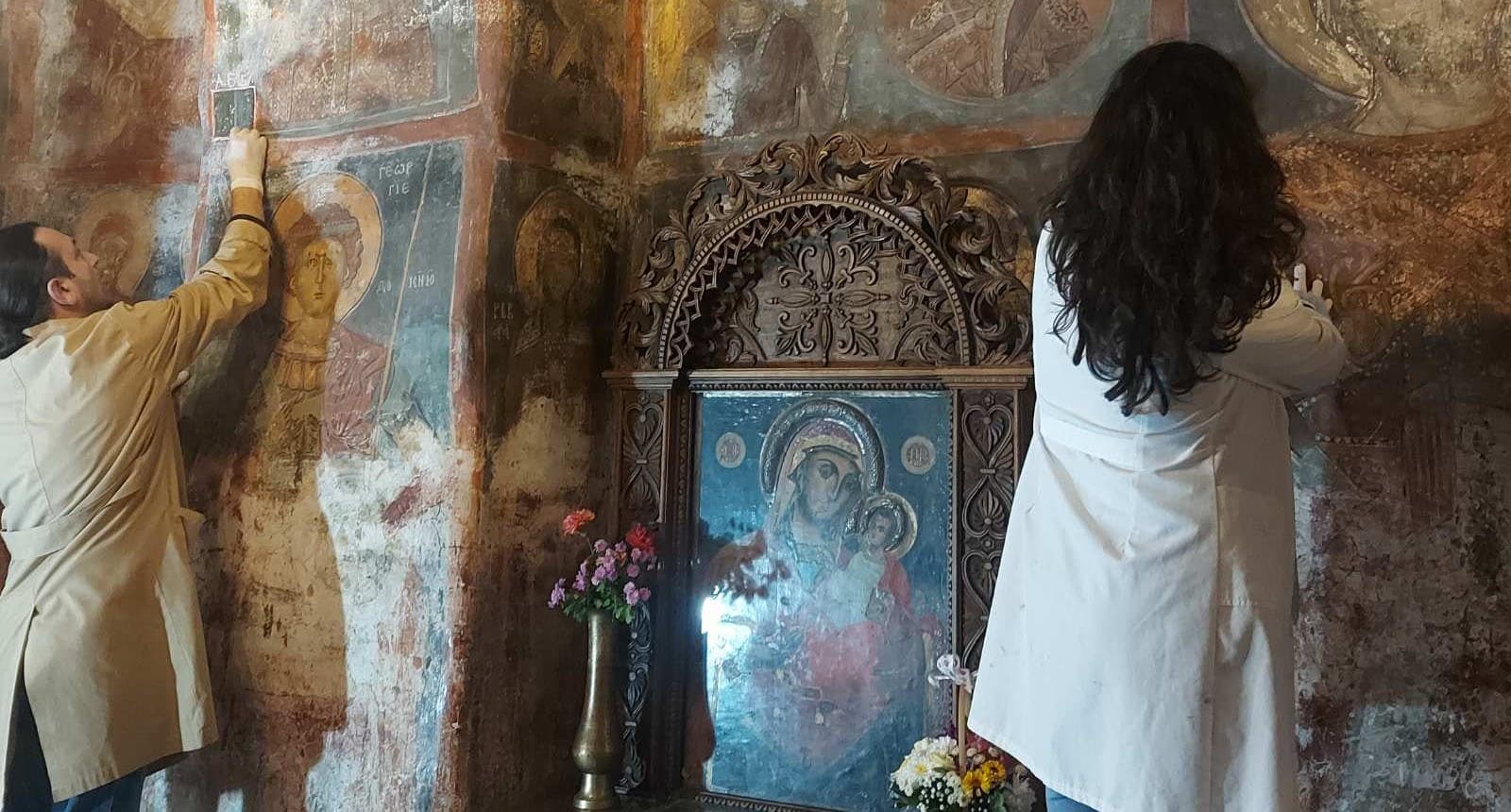 Истражувачки работи на ѕидното сликарство во црквата "Успение на Пресвета Богородица", Матка, скопско